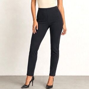 Rachel Zoe Women Black Seamed Ponte Knit Leggings Size Large Slim Fit Stretch